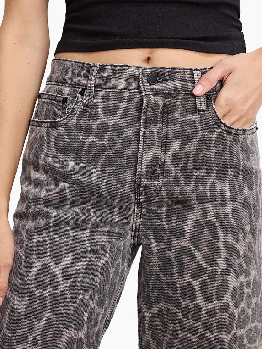 Women's High-Rise Leopard Print Barrel Jeans